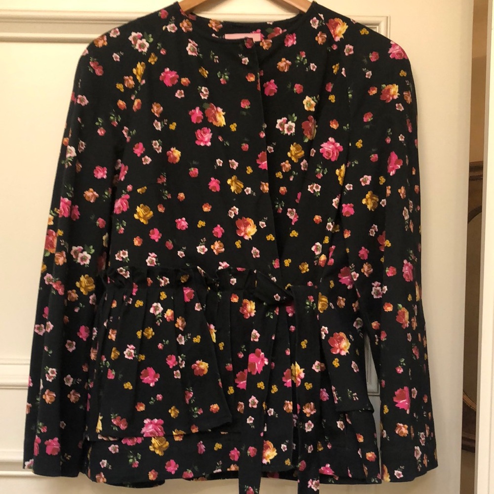 Rose a Pois floral cotton blazer